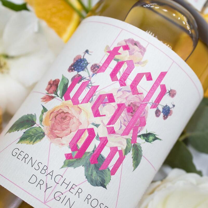 Fachwerk Ginflasche Detailaufnahme