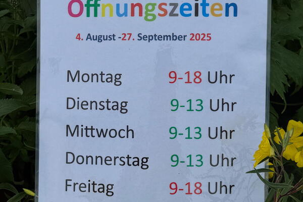 Sommeröffnungszeiten